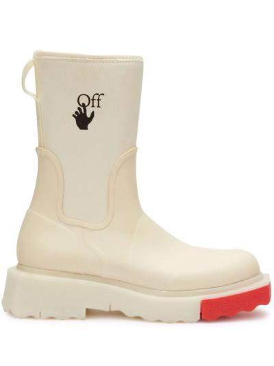 Off-white New Rainboot Sponge White Red Boots