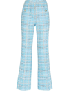 ALESSANDRA RICH CHECKED TWEED FLARED TROUSERS