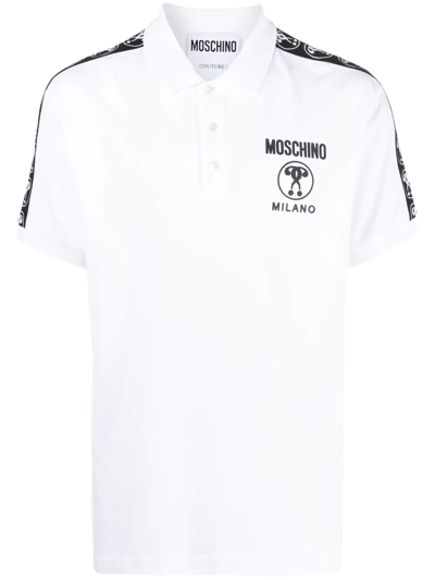 Moschino Logo-print Cotton Polo Shirt In White