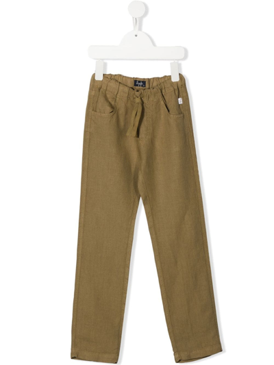 Il Gufo Kids' Logo-patch Drawstring Waist Trousers In Brown