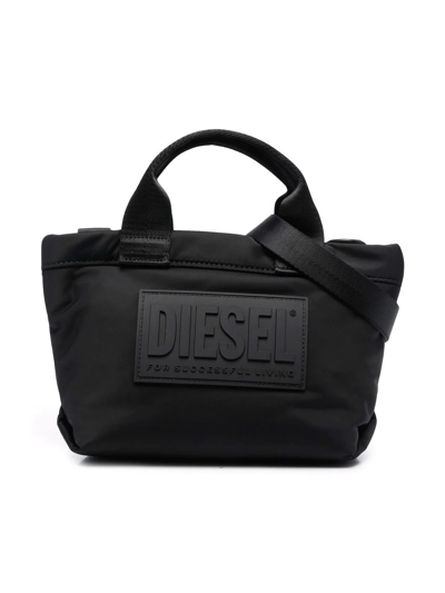 Diesel Kids' B55 Logo-patch Handye Bag In Black