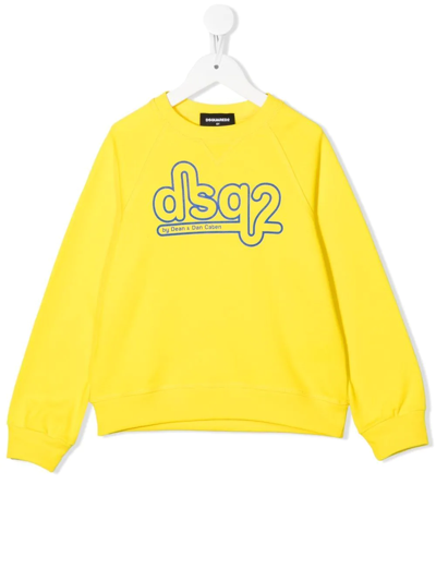 Dsquared2 Teen Logo-print Cotton Sweatshirt In Yellow