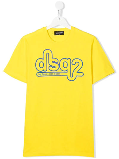 Dsquared2 Kids' Logo-print T-shirt In Yellow