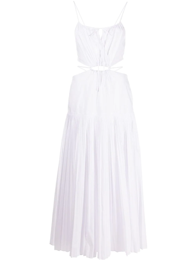 Jonathan Simkhai Rem Cutout Pleated Cotton-blend Poplin Maxi Dress In White