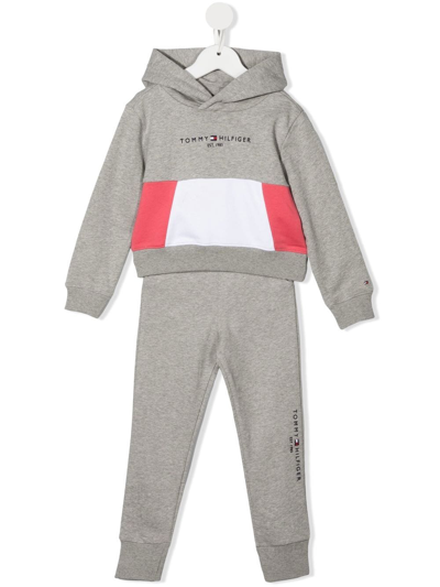 Tommy Hilfiger Junior Kids' Colour-block Tracksuit Set In Grey