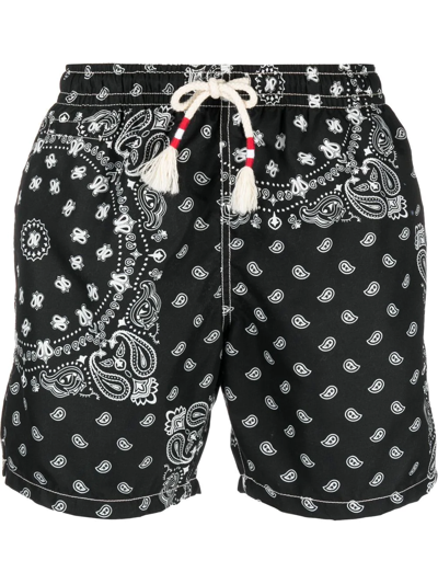 Mc2 Saint Barth Caprese Jumbo Bandana Shorts In Black