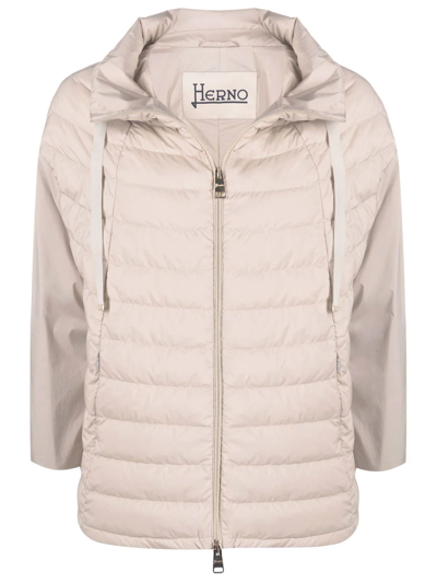 Herno Panelled Bomber Jacket In Neutrals