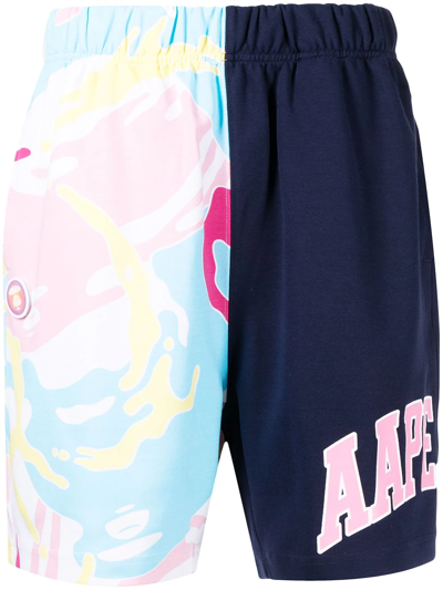 Aape By A Bathing Ape Camouflage Logo-print Shorts In Blue