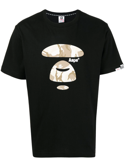 Aape By A Bathing Ape Camo Ape Logo-print T-shirt In Black
