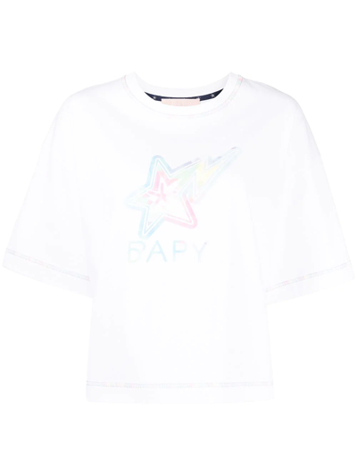 Bapy By *a Bathing Ape® Logo Print Cotton T-shirt In White | ModeSens
