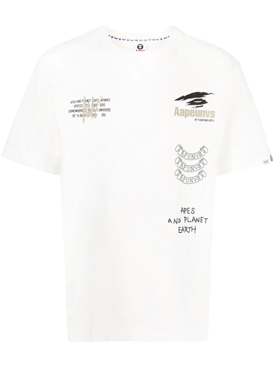 Aape By A Bathing Ape Apunvs-print Short Sleeved T-shirt In White