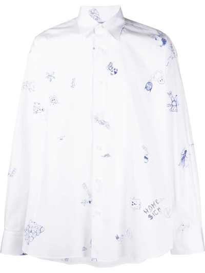 Vetements Graphic-print Button-up Shirt In White | ModeSens