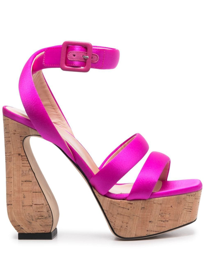 Si Rossi Platform Sole High Heel Sandals In Pink
