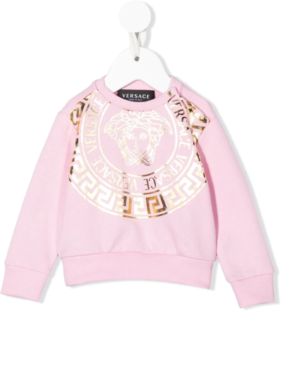 Versace Babies' 美杜莎印花卫衣 In Pink