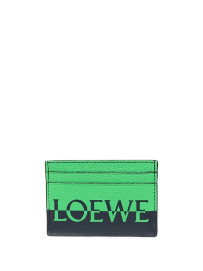 Loewe Logo Print Cardholder In Green