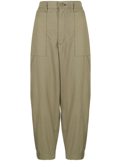 Izzue Cropped Wide-leg Trousers In Green