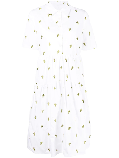 B+ab Cactus-embroidered Shirt Dress In White