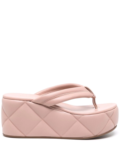 Le Silla Square Quilted Platform Sandals In Pink