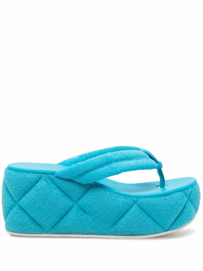 Le Silla Quilted-finish Platform Sandals In Blue