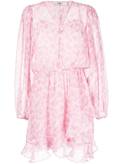 B+ab Layered Long-sleeve Ruffle Dress In Pink