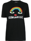 Dsquared2 Rainbow Logo Cotton T-shirt In Black