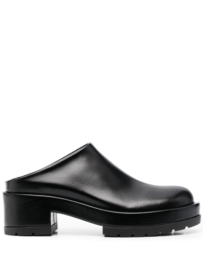 Sapio 70mm Heel Leather Mules In Negro