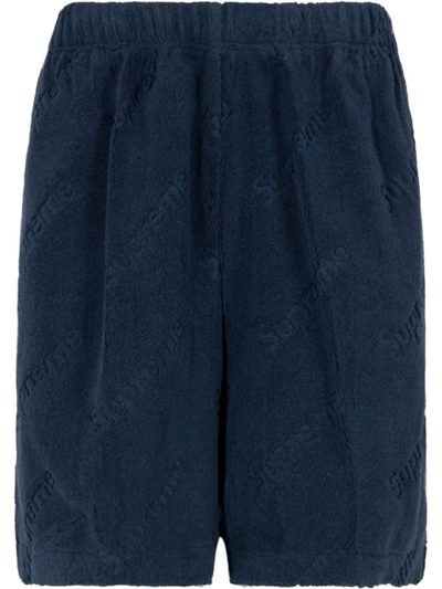 Supreme Jacquard-logo Shorts In Blue