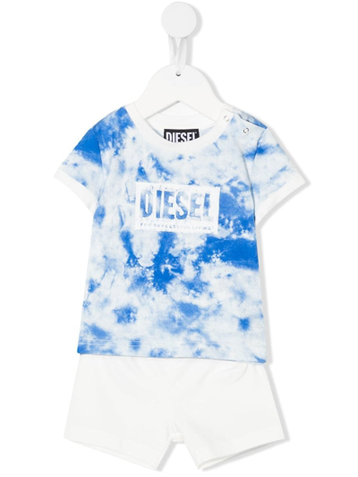 Diesel Babies' T-shirt Set With Tie Dye Pattern In White