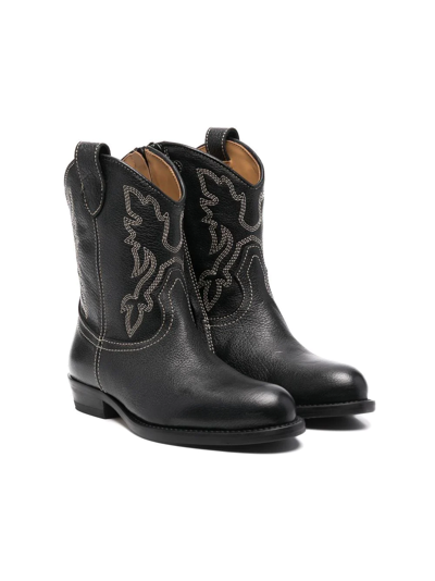 Gallucci Kids' Leather Western Boots In Black