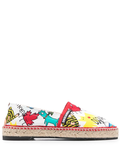 Dsquared2 Maple-leaf Logo-print Espadrilles In White