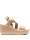 CLERGERIE DESTINY LEATHER WEDGE SANDALS