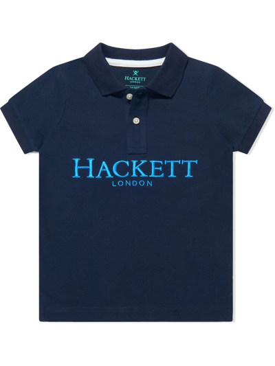 Hackett Teen Logo-embroidered Polo Shirt In Blue