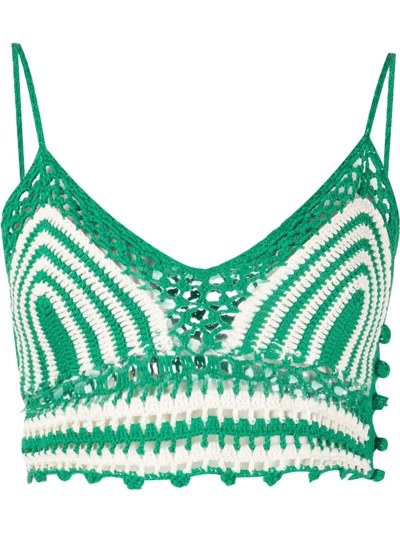 Mc2 Saint Barth Crochet-knit Cropped Top In Green