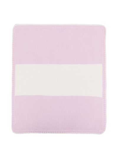 La Stupenderia Striped Knitted Blanket In Pink