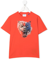 Marcelo Burlon County Of Milan Watercolor Tiger T-shirt S/s In Red