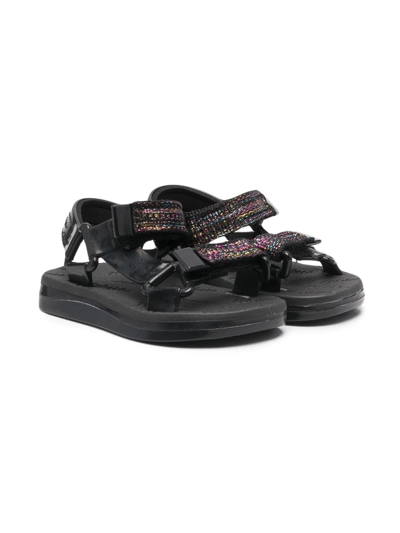 Mini Melissa Kids' Touch-strap Sandals In Black