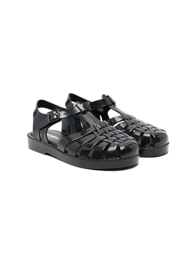 Mini Melissa Kids' Interwoven Closed Toe Sandals In Black