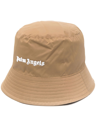Palm Angels Brown Logo-print Bucket Hat