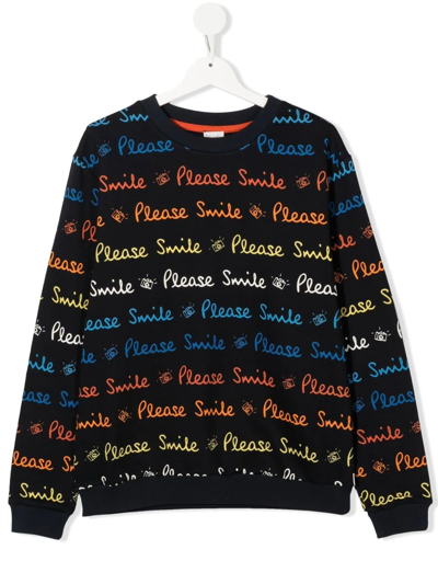 Paul Smith Junior Teen Logo-print Crew Neck Sweatshirt In Black
