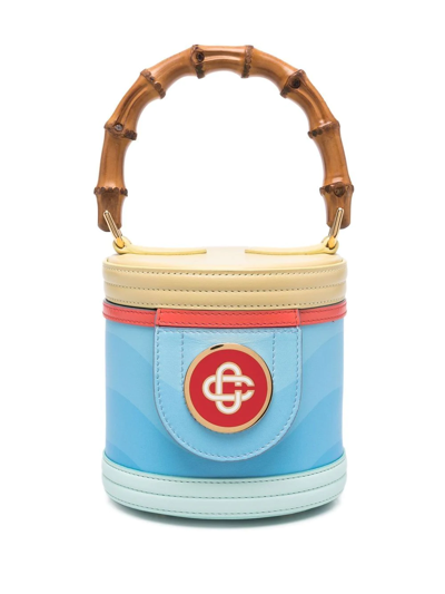 Casablanca Colourblock Calfskin Cylinder Top Handle Bag In Multicolor