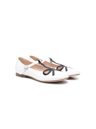 Gallucci Kids' Bow-detail Leather Ballerinas In White