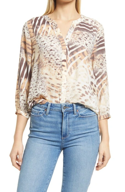 Nydj High/low Crepe Blouse In Wild Thing