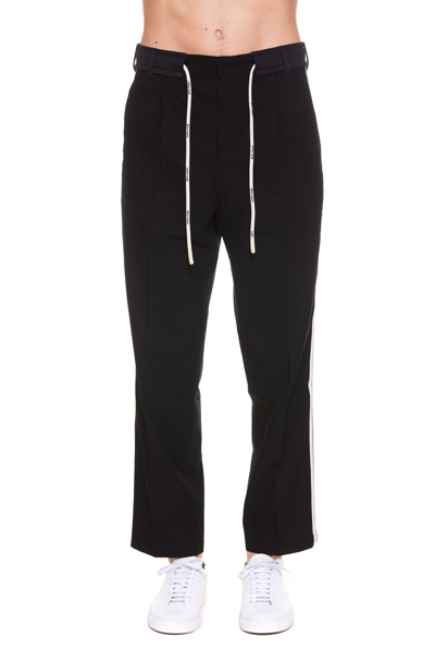 Palm Angels Side-stripe Straight-leg Trousers In Black