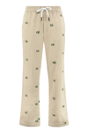 PALM ANGELS EMBROIDERED COTTON TROUSERS