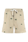 Palm Angels Palm Tree-print Drawstring Shorts In Beige