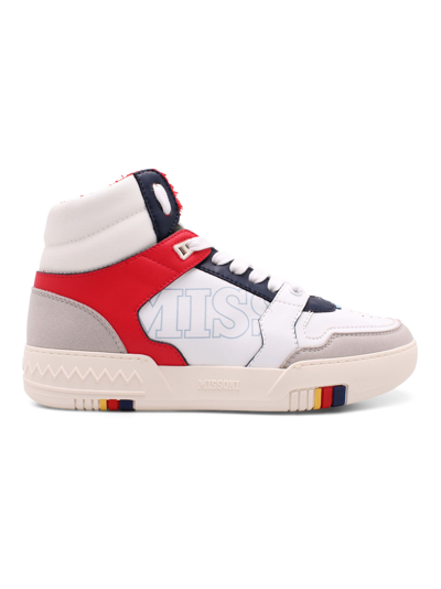 Missoni Side Logo-print High-top Sneakers In White / Red