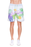 Just Don Hawaii Print Cotton Denim Shorts In Multicolor