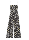 Msgm Floral-print Cotton Jumpsuit In Black