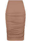 Dolce & Gabbana Jersey Midi Skirt With Draped Detailing In Braun