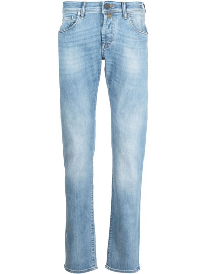Incotex Washed Slim-fit Jeans In Blue